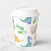 Dinoパーティーかわいい恐竜誕生日少年の名前エージsip 紙コップ (左)
