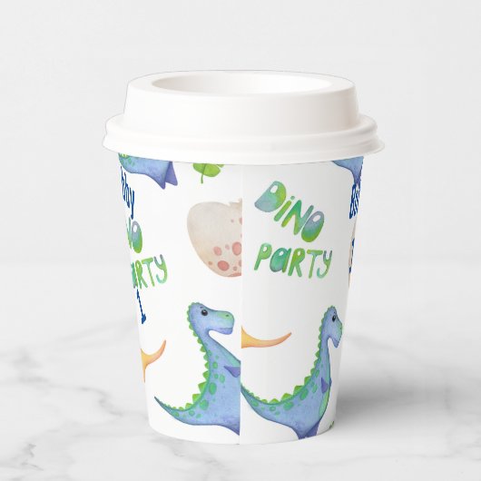 Dinoパーティーかわいい恐竜誕生日少年の名前エージsip 紙コップ (右)