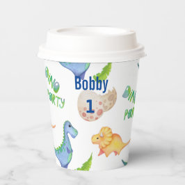 Dinoパーティーかわいい恐竜誕生日少年の名前エージsip 紙コップ