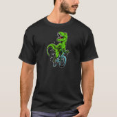 Dino おもしろい On A BmxマウンテンバイクTレックス自転車Ri Tシャツ (正面)