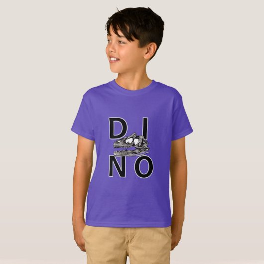 DINO – パープルキッズハネスTAGLESS® Tシャツ (正面フル)