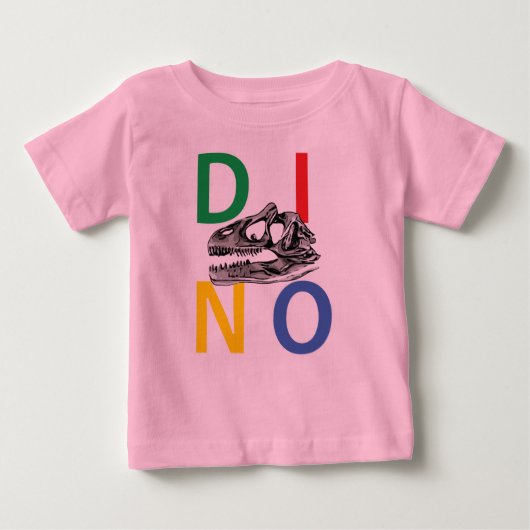 DINO – ピンクベビー素晴らしジャージーTシャツ ベビーTシャツ (正面)