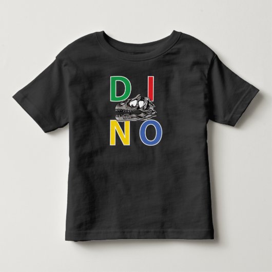DINO – 黒の幼児素晴らしジャージーTシャツ トドラーTシャツ (正面)