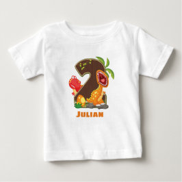 Dino 2パーソナライズされた歳誕生日Tシャツ ベビーTシャツ