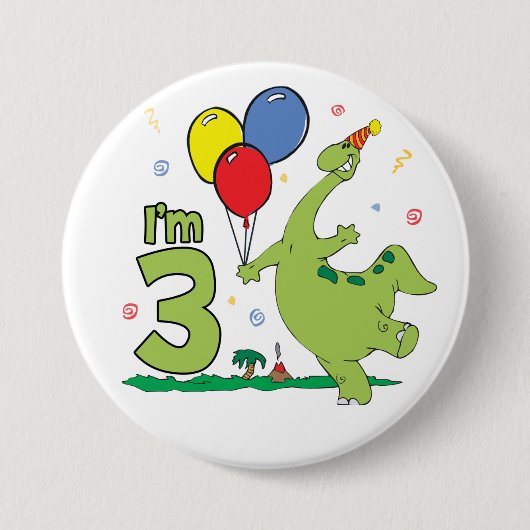 Dino 3rd誕生日ボタン 缶バッジ (正面)