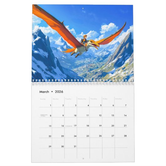 Dino Adventures – A Boy’s Prehistoric Journey カレンダー (3月 2026)