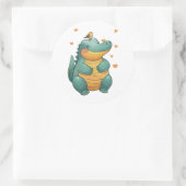 Dino and Little Bird Friends ラウンドシール (バッグ)