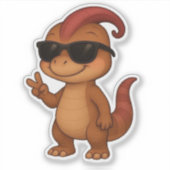 Dino Aufkleber – Kammli Cool mit Sonnenbrille シール (正面)