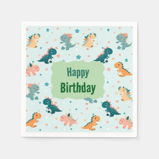 Dino Baby Napkins スタンダードカクテルナプキン (正面)