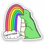 Dino Barfing Rainbows Sticker シール (正面)
