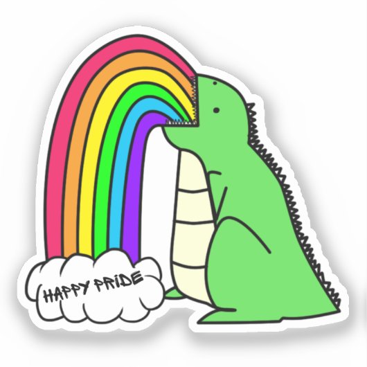 Dino Barfing Rainbows Sticker シール (正面)
