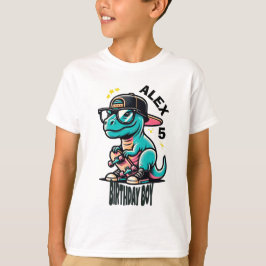 Dino Birthday Boy T-Shirt – Custom Name & Age Tシャツ