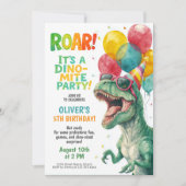 Dino Birthday Party with Balloons 招待状 (正面)