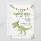Dino Birthday Three-Rex Boy Invitation 招待状 (正面)