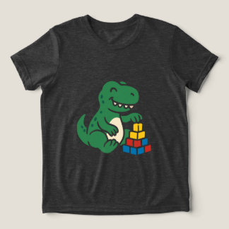 Dino Building Blocks Fun トライブレンドＴシャツ