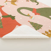 Dino Christmas Party Tree Rex. Dinosaur in Santa h シェルパブランケット (3/4)