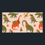Dino Christmas Party Tree Rex. Dinosaur in Santa h ポスター<br><div class="desc">Dino Christmas Party Tree Rex. Dinosaur in Santa hat decorates Christmas tree garland lights. Vintage seamless pattern of funny character in cartoon flat style.</div>