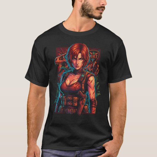 Dino Crisis Regina Tactical Outfit Red Hair Icon Tシャツ (正面)