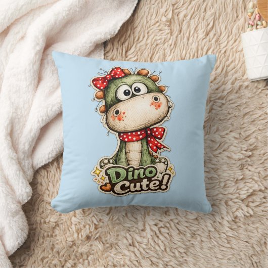 🦕🎀 “Dino-Cute!” Pillow 💙✨ クッション (ブランケット)