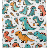 「Dino Delightシャワーカーテン」 シャワーカーテン (正面)