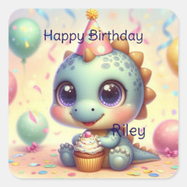 Dino Delightステッカー スクエアシール