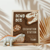 Dino Dig恐竜の発掘ステーションパーティーポスター ポスター