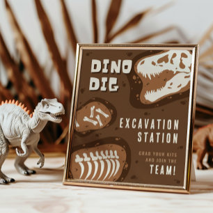 Dino Dig恐竜の発掘ステーションパーティーポスター ポスター