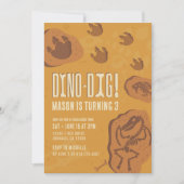 Dino-Dig ・恐竜Dig誕生日パーティーの招待 招待状 (正面)