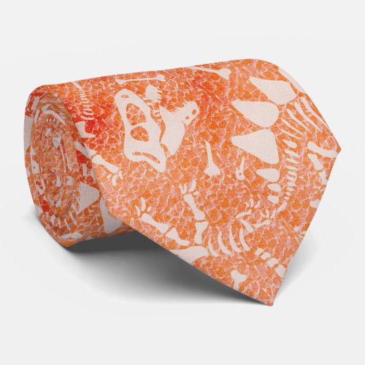 Dino Dig orange  ネクタイ (ロール)
