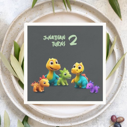 Dino dinosaur kid birthday party baby Paper Napkin スタンダードカクテルナプキン