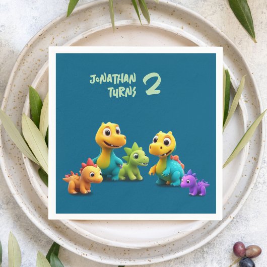 Dino dinosaur kid birthday party baby Paper Napkin スタンダードカクテルナプキン