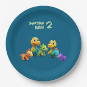 Dino dinosaur kid birthday party baby Paper Napkin ペーパープレート (正面)