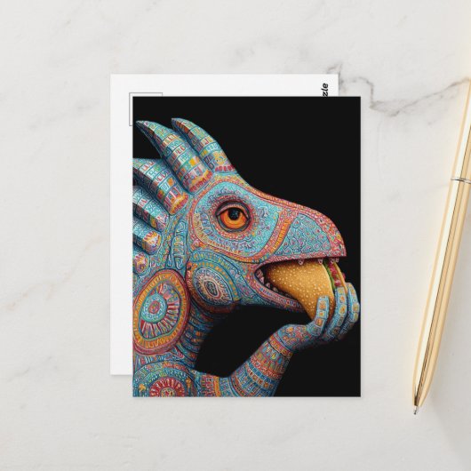 Dino eating Taco ポストカード (正面/裏面インサイチュ)