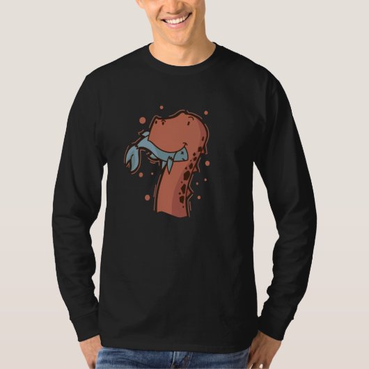 Dino eats a Fish Dinosaur Reptile Tシャツ (正面)