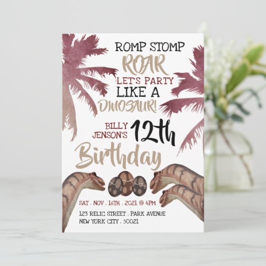 Dino Eggs, Children's Dinosaude Party 招待状 (スタンド正面)