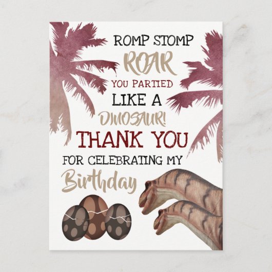 Dino Eggs, Children's Dinosauds誕生日ありがとう ポストカード (正面)