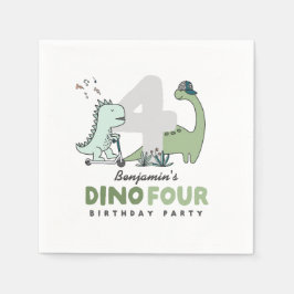 Dino Four Birthday Party Napkins スタンダードカクテルナプキン