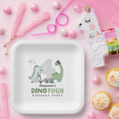 Dino Four Birthday Party Paper Plates ペーパープレート (パーティー)