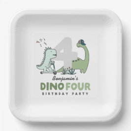 Dino Four Birthday Party Paper Plates ペーパープレート