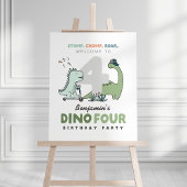 Dino Four Birthday Welcome sign ポスター