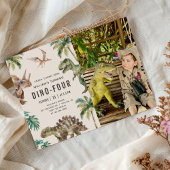 Dino-Four Dinosaur 4th Birthday Photo 招待状