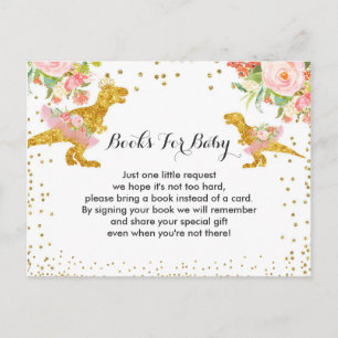 Dino Girl Baby Shower Books forベビー ポストカード