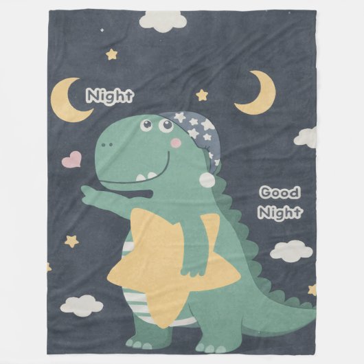 Dino Good Night Blanket フリースブランケット (正面)