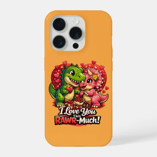 Dino Hearts Rawr Much Valentine,Couple Anniversary iPhoneケース (裏面)