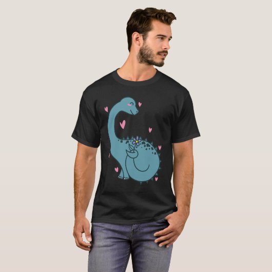 Dino is in Love Dinosaur Reptile Tシャツ (正面フル)