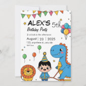 Dino Jungle Birthday Invitation for Kids セーブザデート (正面)