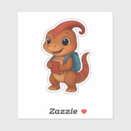 Dino Kammli mit Rucksack & Schulbuch シール