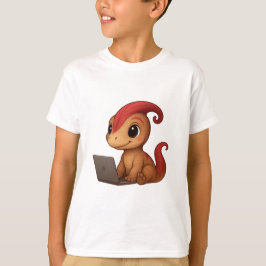 Dino Kids Shirt – Dino Kammli am Laptop Tシャツ
