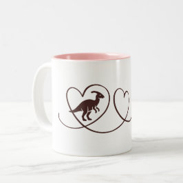 Dino Liebe – Herzlinien Parasaurolophus ツートーンマグカップ