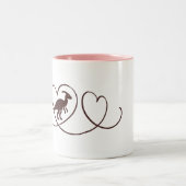 Dino Liebe – Herzlinien Parasaurolophus ツートーンマグカップ (中央)